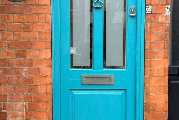Turkish blue front timber front door newark, nottinghamshire.